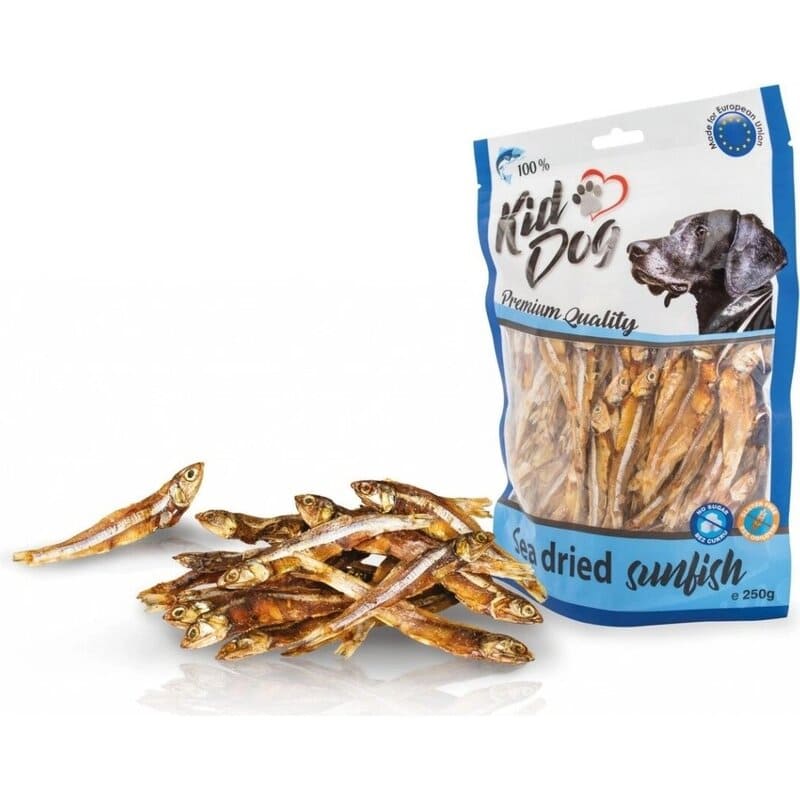 KIDDOG SUNFISH Dabīgs suņu gardums Kaltēta sauleszivs 250g